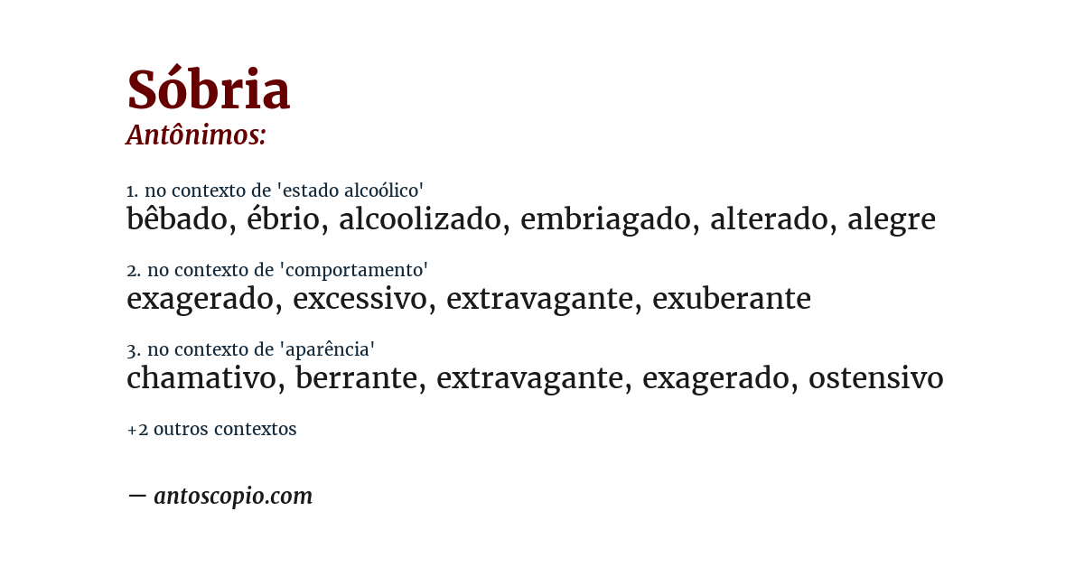 Antônimo de sóbria