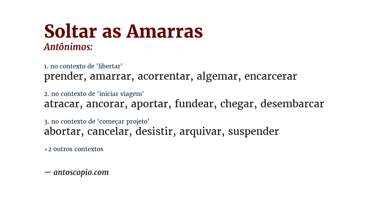 Antônimo de soltar as amarras