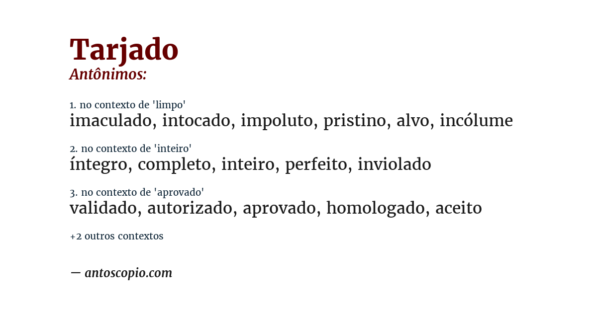 Antônimo de tarjado