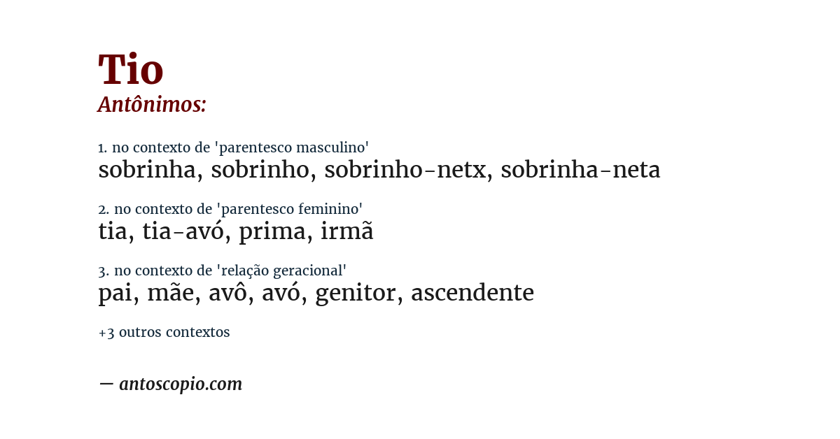 Antônimo de tio
