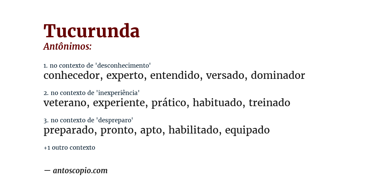 Antônimo de tucurunda