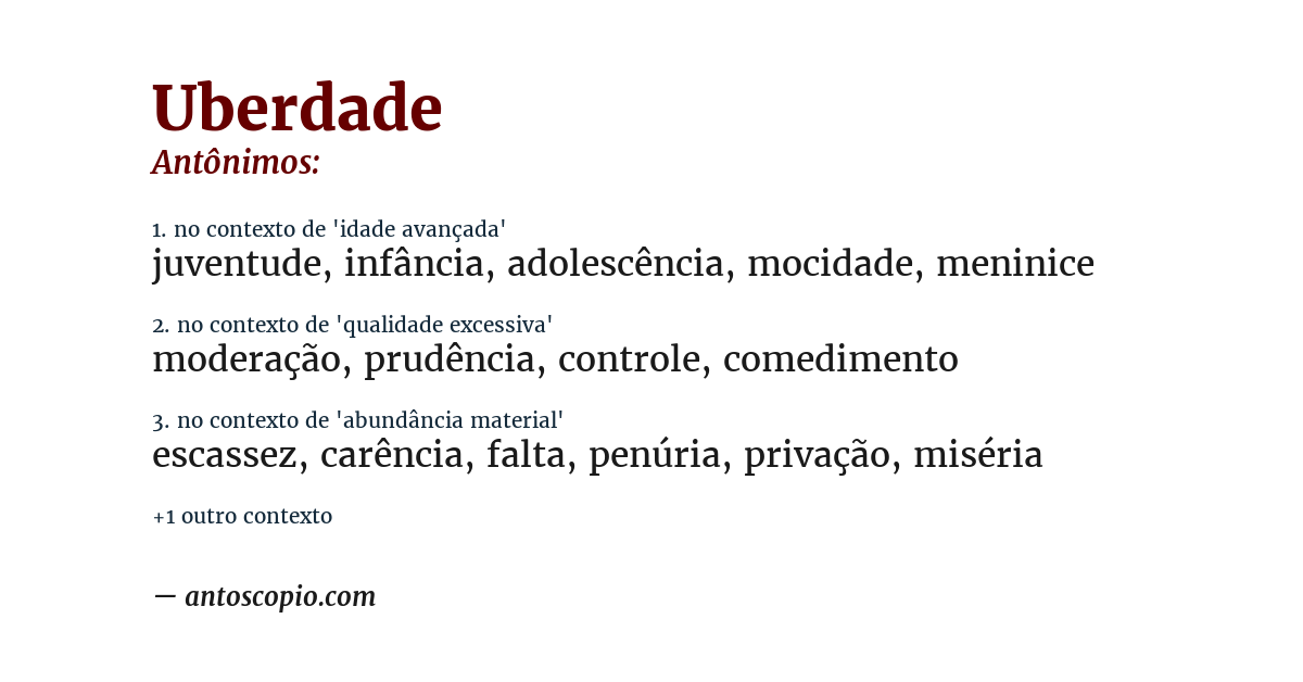 Antônimo de uberdade