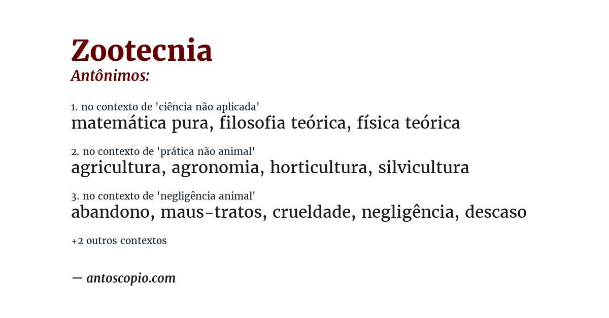 Antônimo de zootecnia
