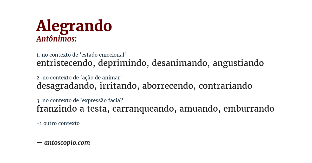 Antônimo de alegrando