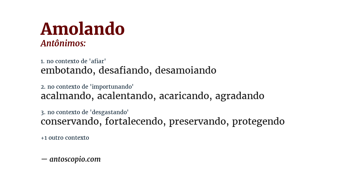 Antônimo de amolando