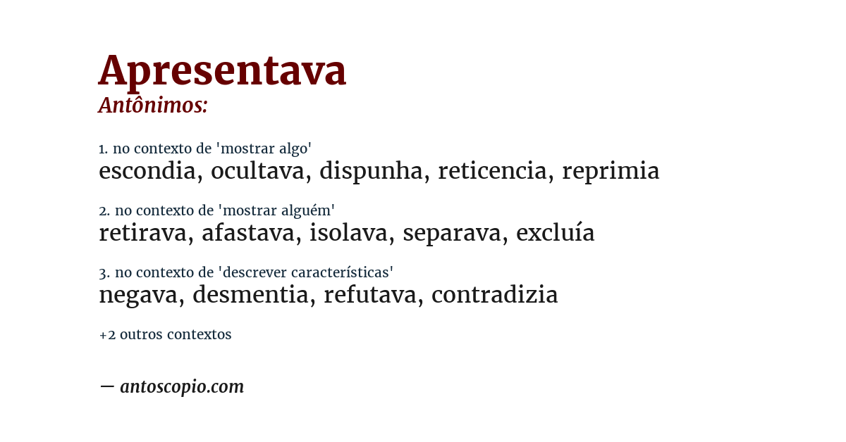 Antônimo de apresentava