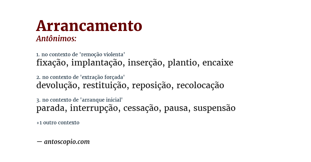 Antônimo de arrancamento