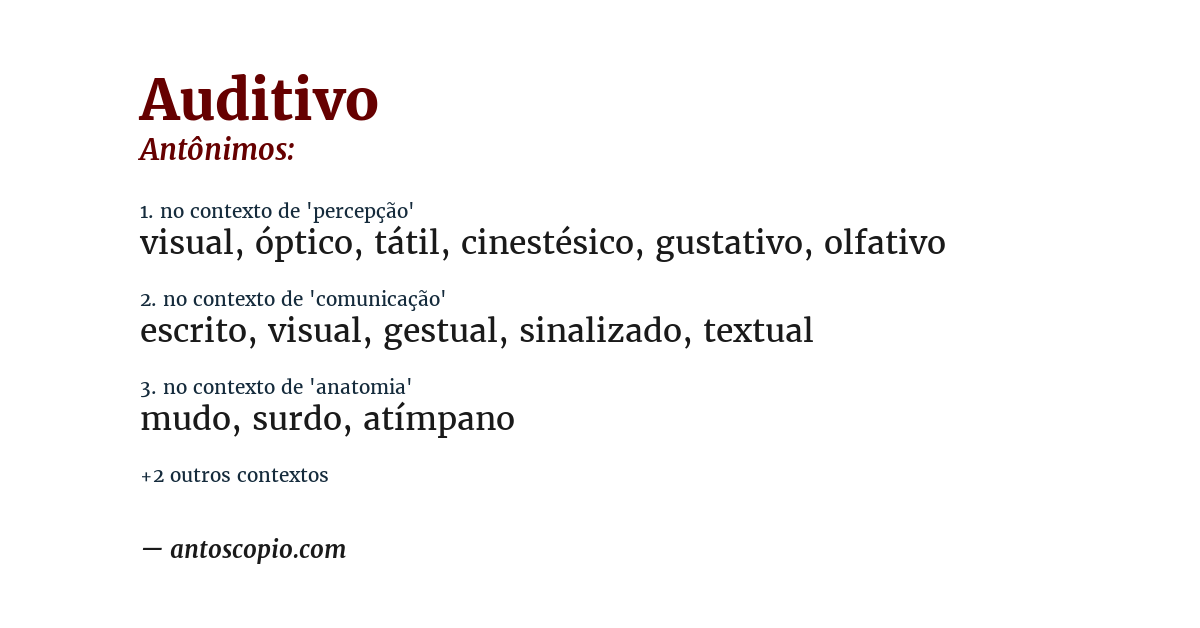 Antônimo de auditivo