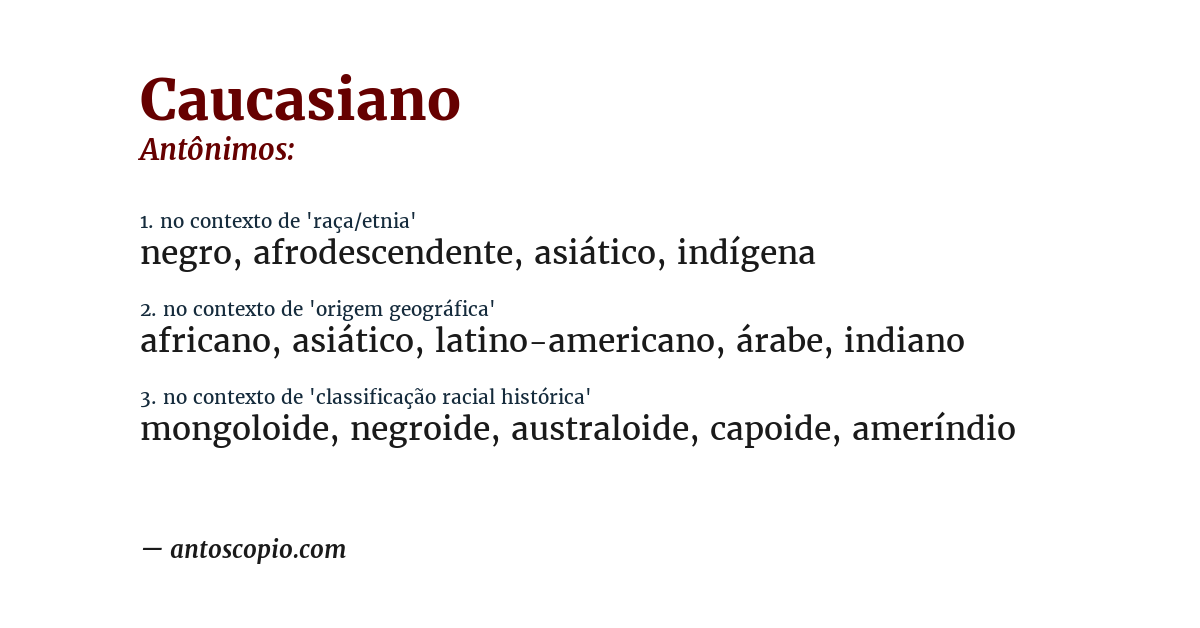 Antônimo de caucasiano