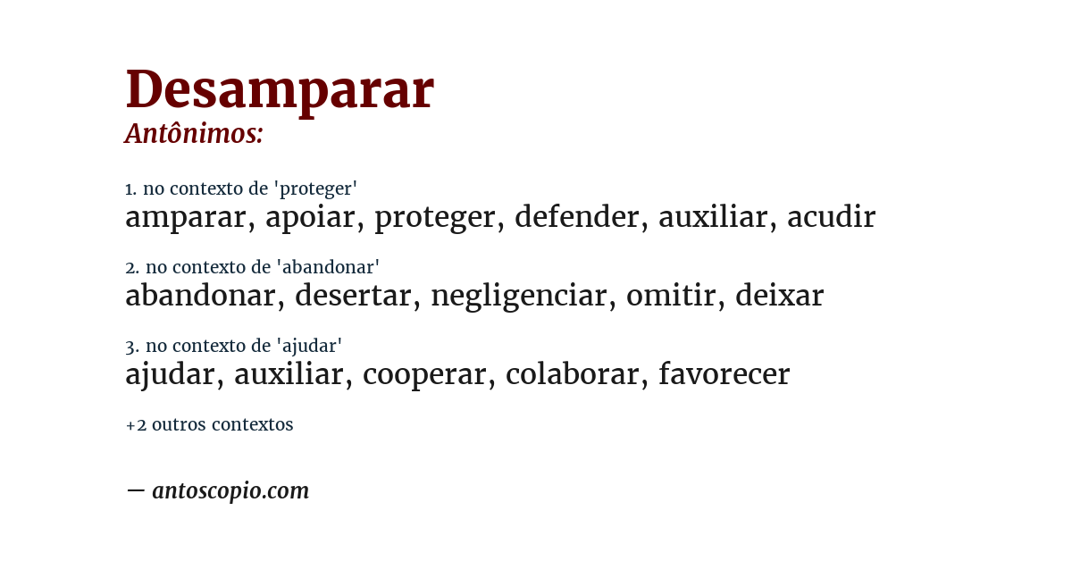Antônimo de desamparar