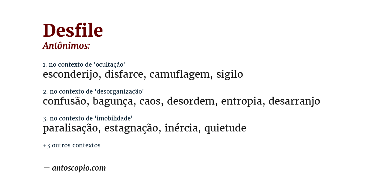 Antônimo de desfile