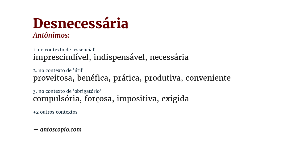 Antônimo de desnecessária