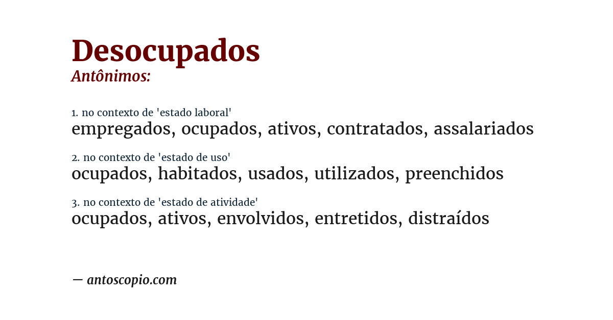 Antônimo de desocupados