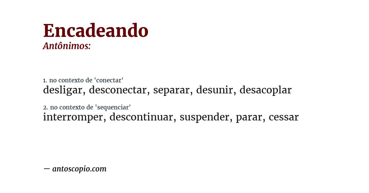 Antônimo de encadeando