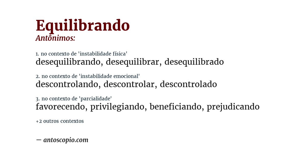 Antônimo de equilibrando