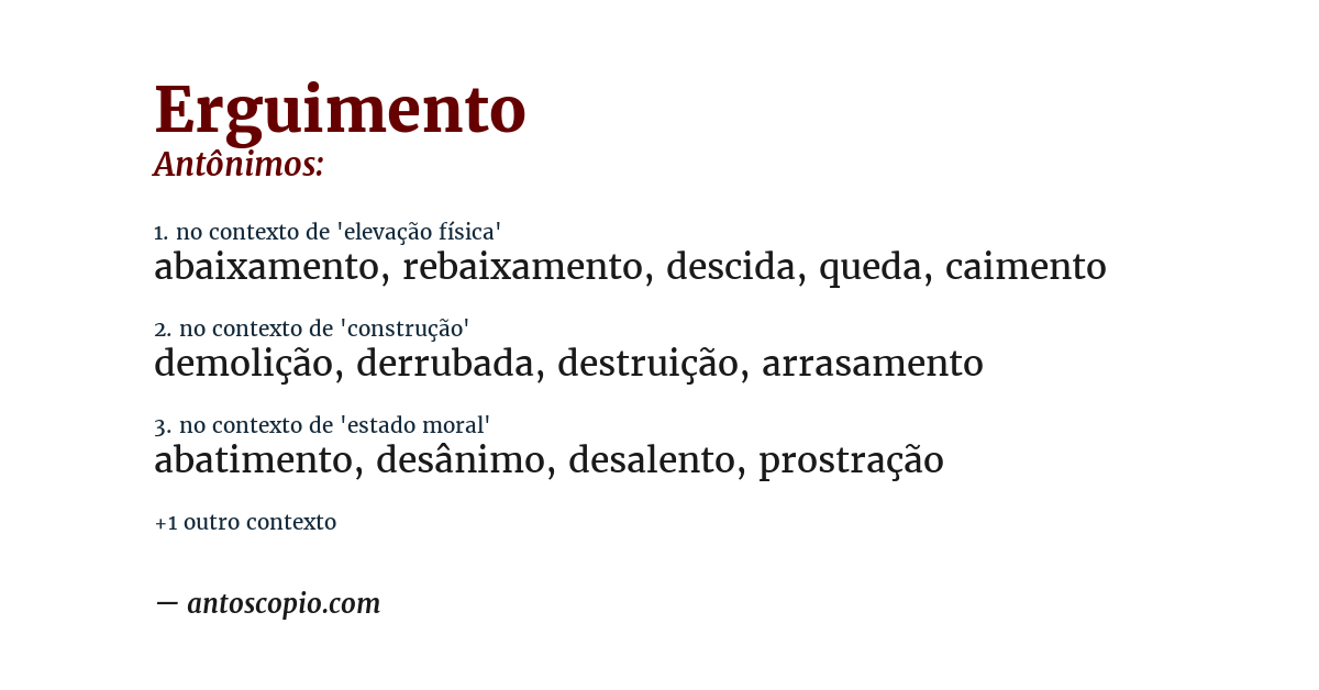 Antônimo de erguimento