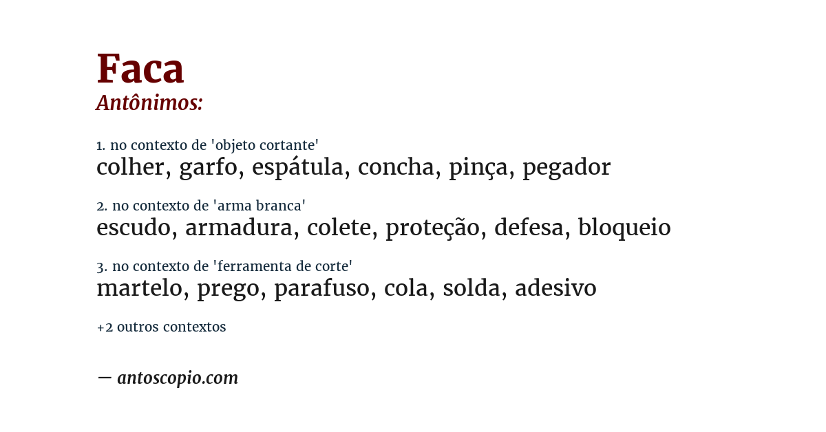 Antônimo de faca