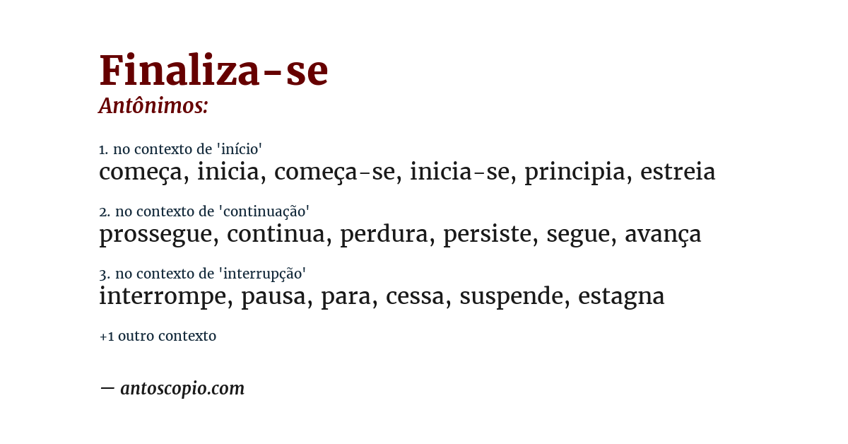 Antônimo de finaliza-se