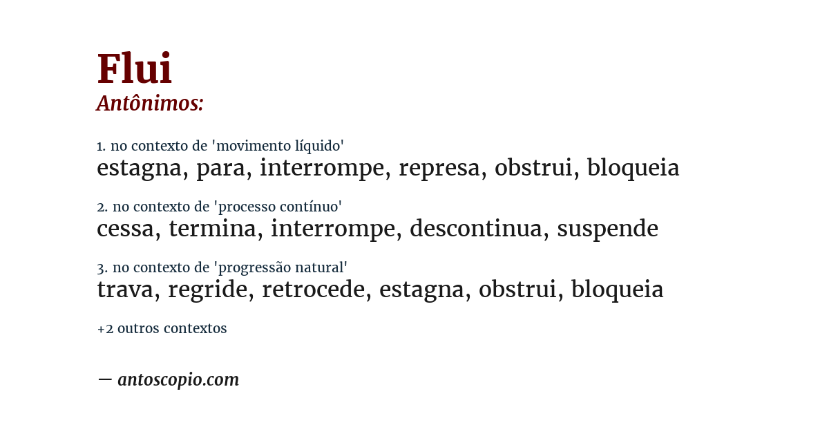 Antônimo de flui