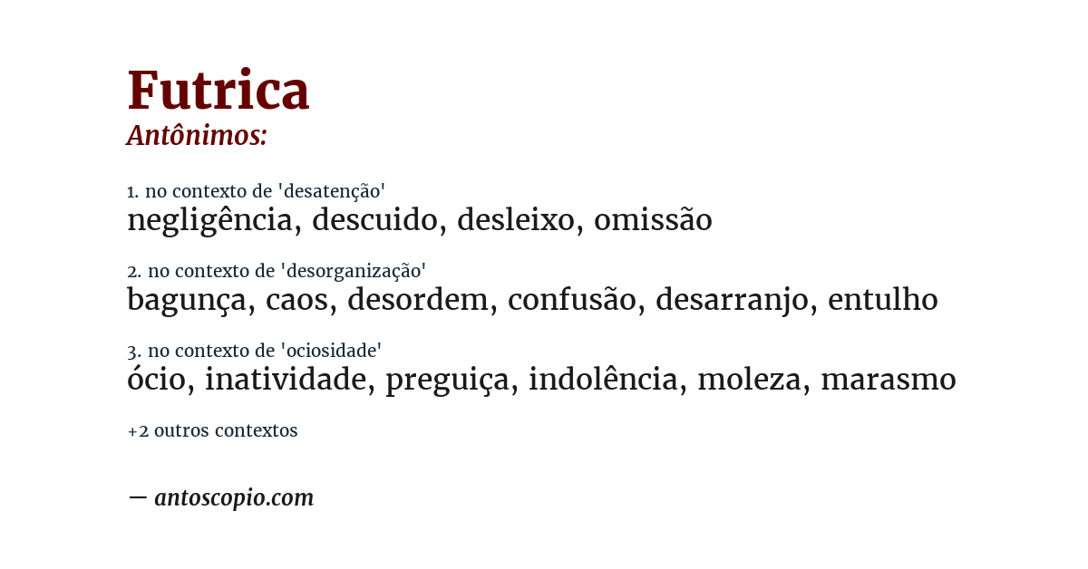 Antônimo de futrica