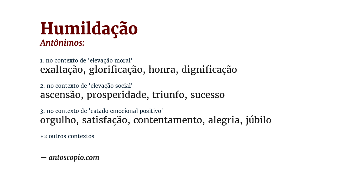 Antônimo de humildação