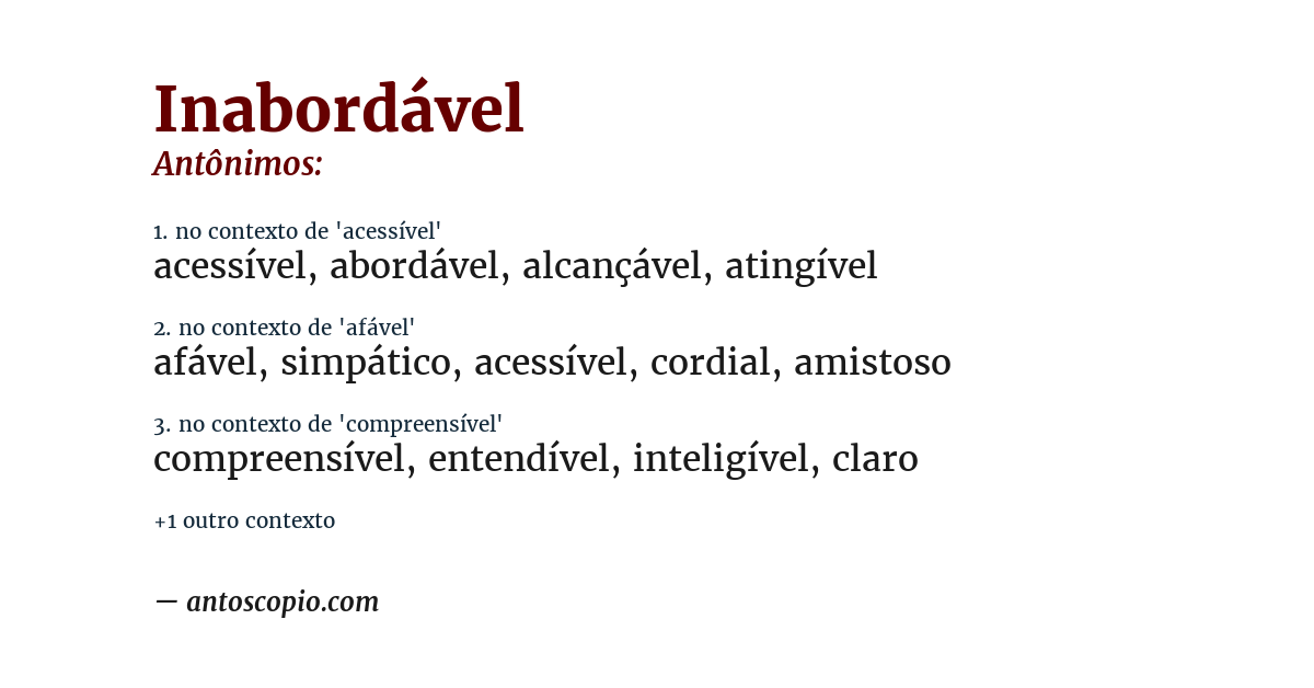 Antônimo de inabordável
