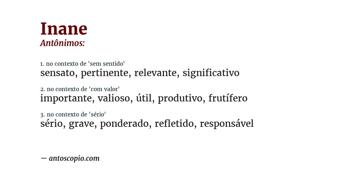 Antônimo de inane