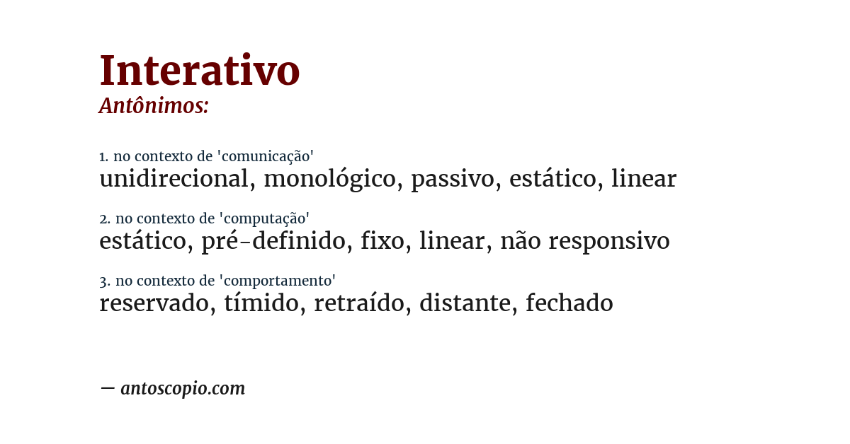 Antônimo de interativo