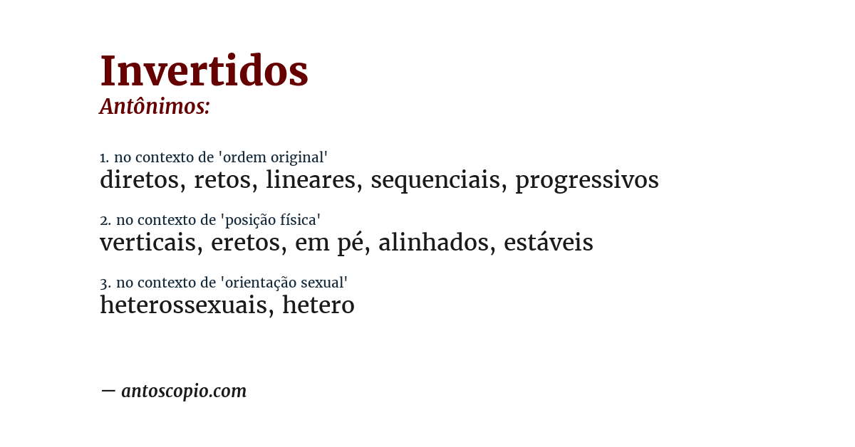 Antônimo de invertidos
