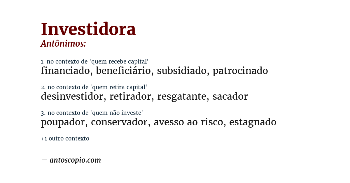 Antônimo de investidora