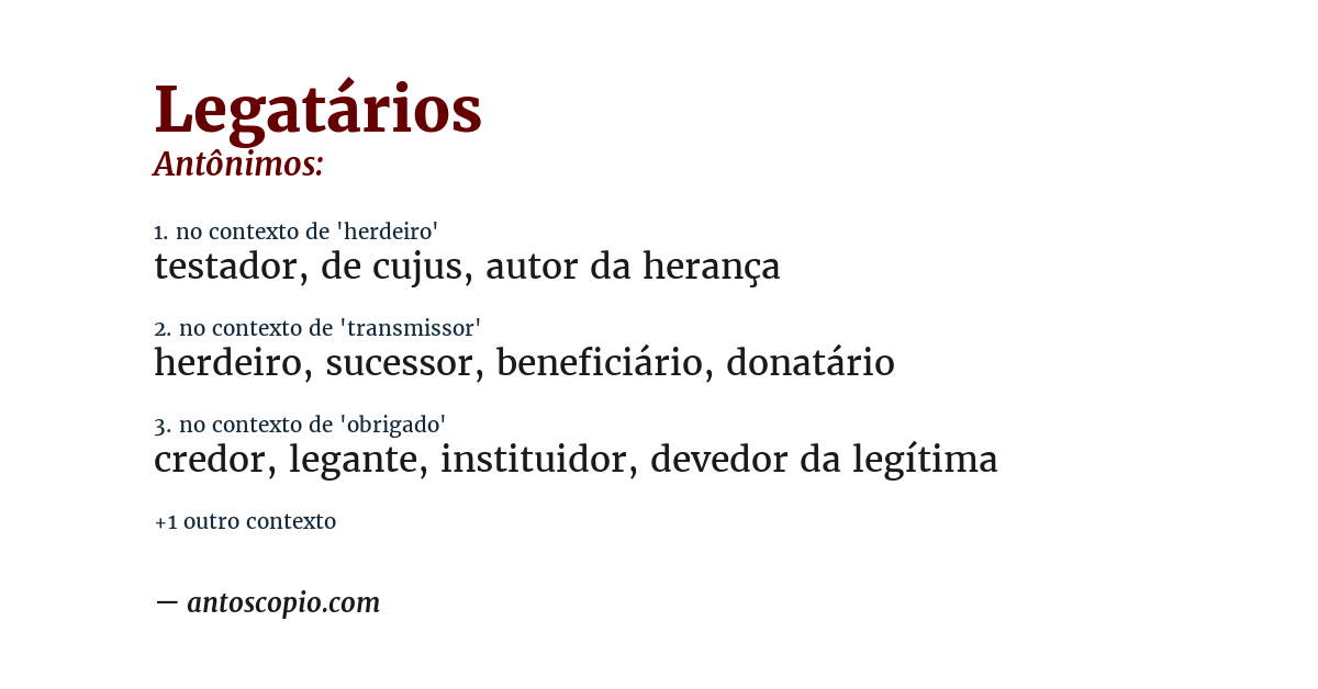 Antônimo de legatários