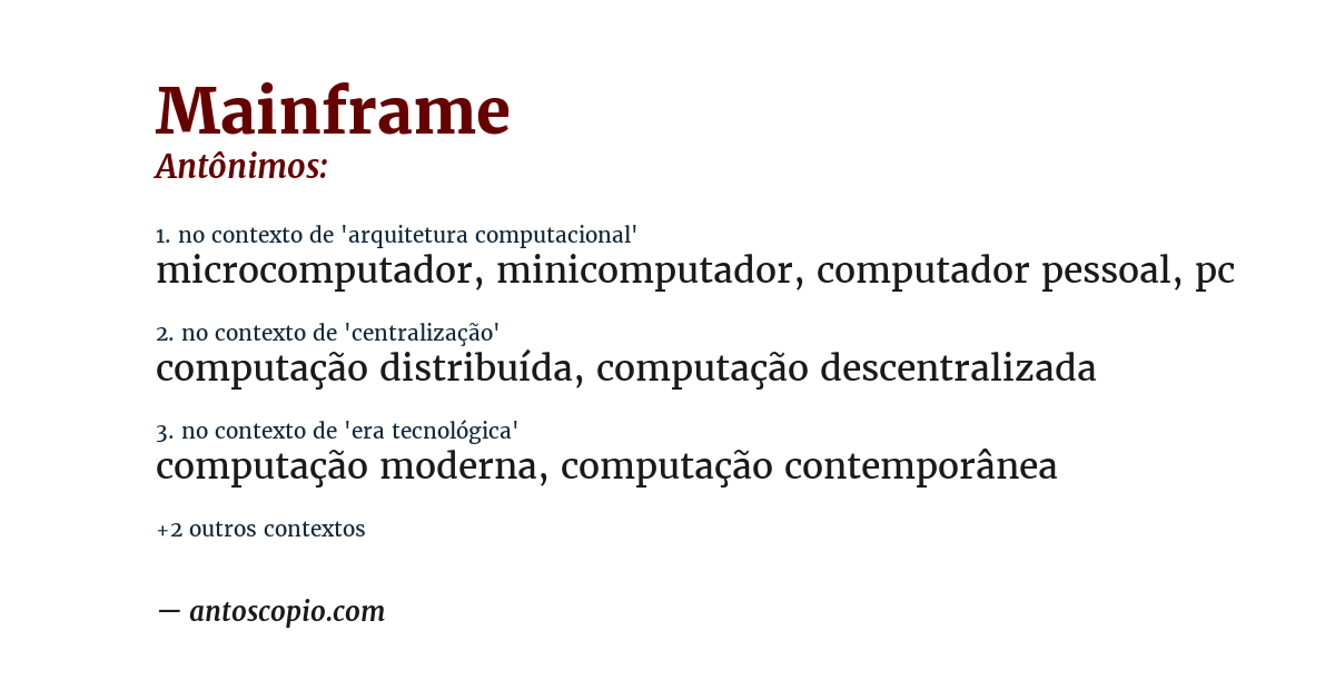 Antônimo de mainframe
