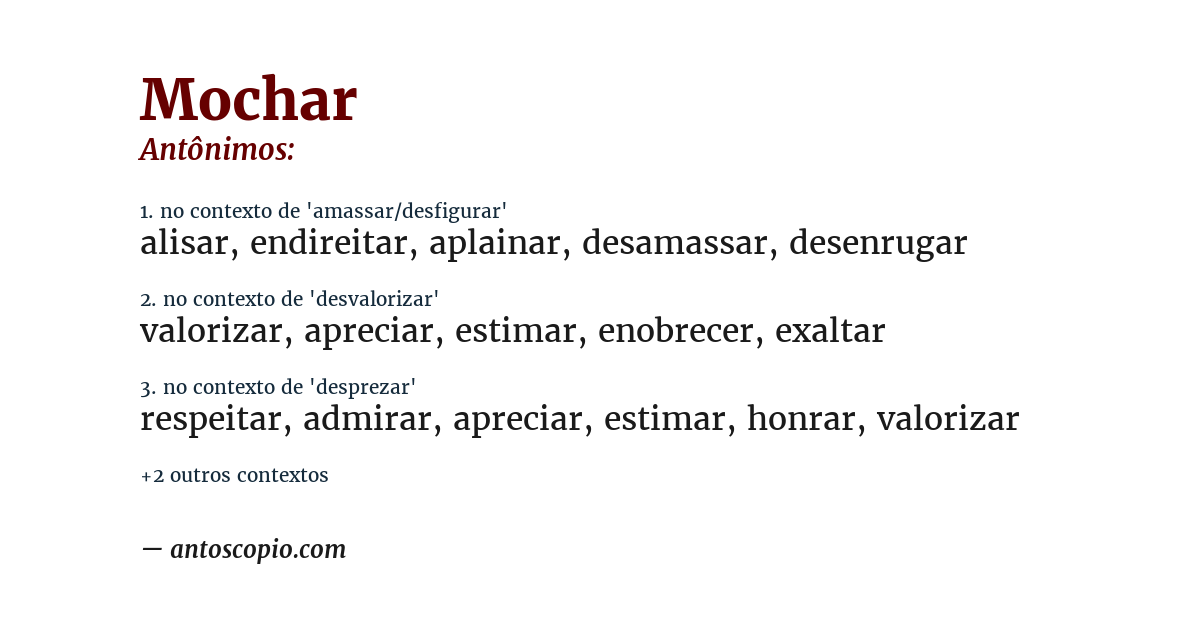 Antônimo de mochar
