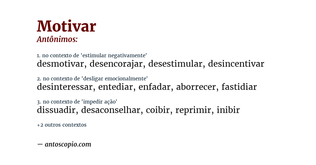 Antônimo de motivar