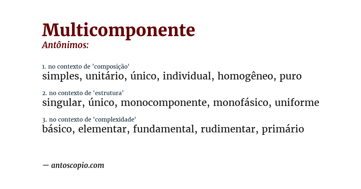 Antônimo de multicomponente