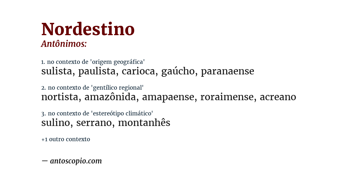Antônimo de nordestino