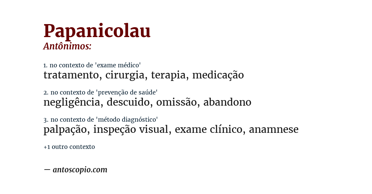 Antônimo de papanicolau