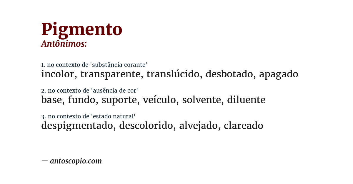 Antônimo de pigmento