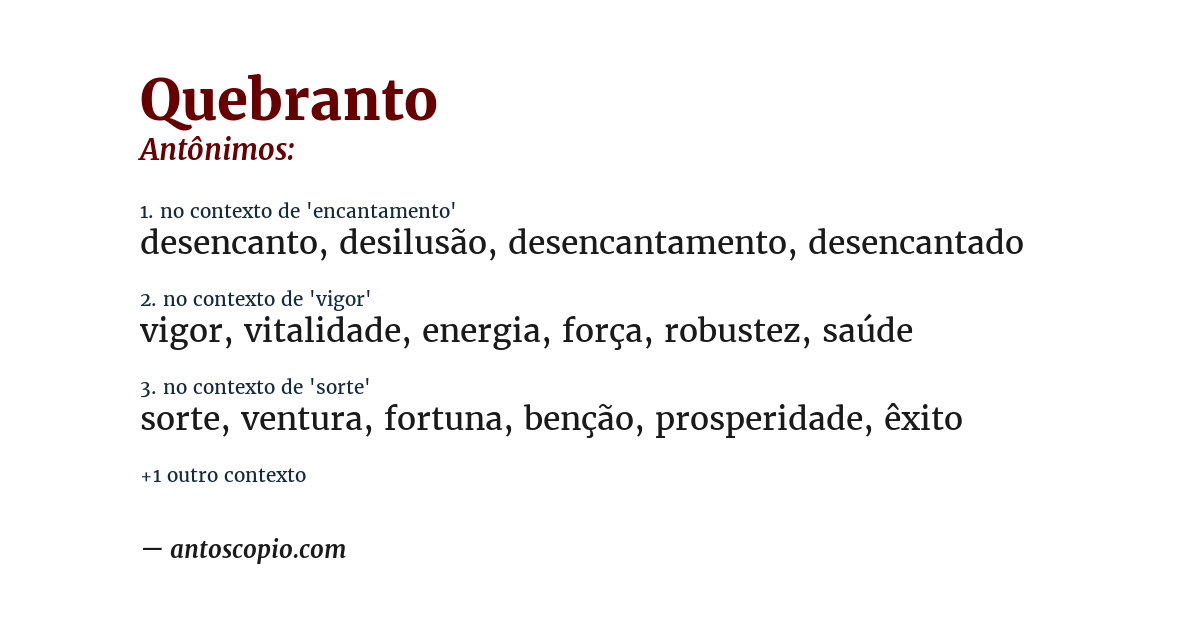 Antônimo de quebranto