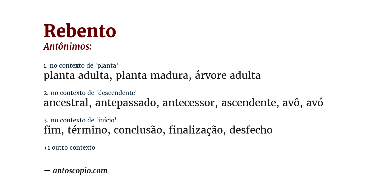 Antônimo de rebento
