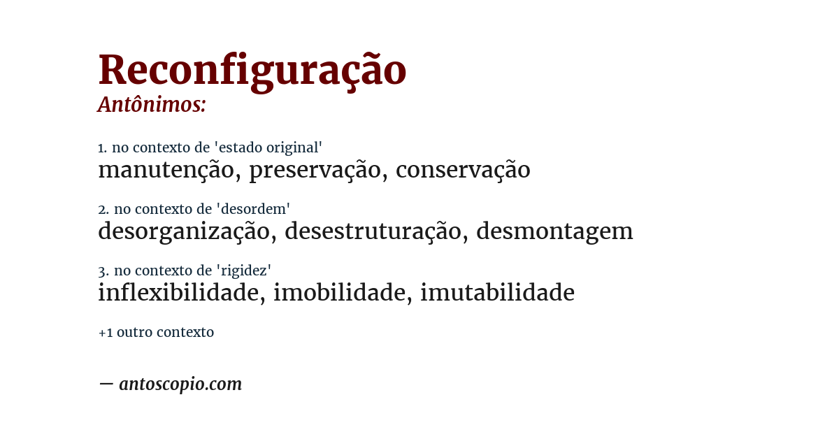 Antônimo de reconfiguração