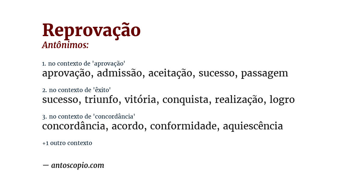 Antônimo de reprovação