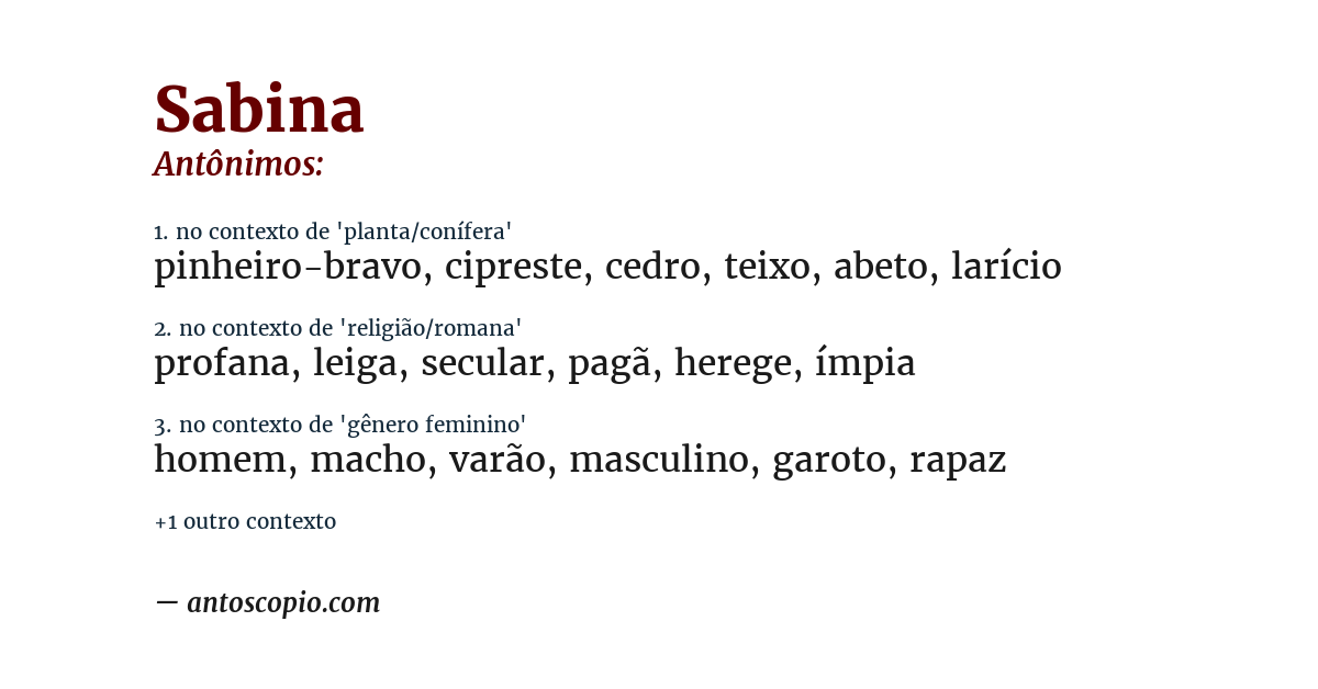 Antônimo de sabina