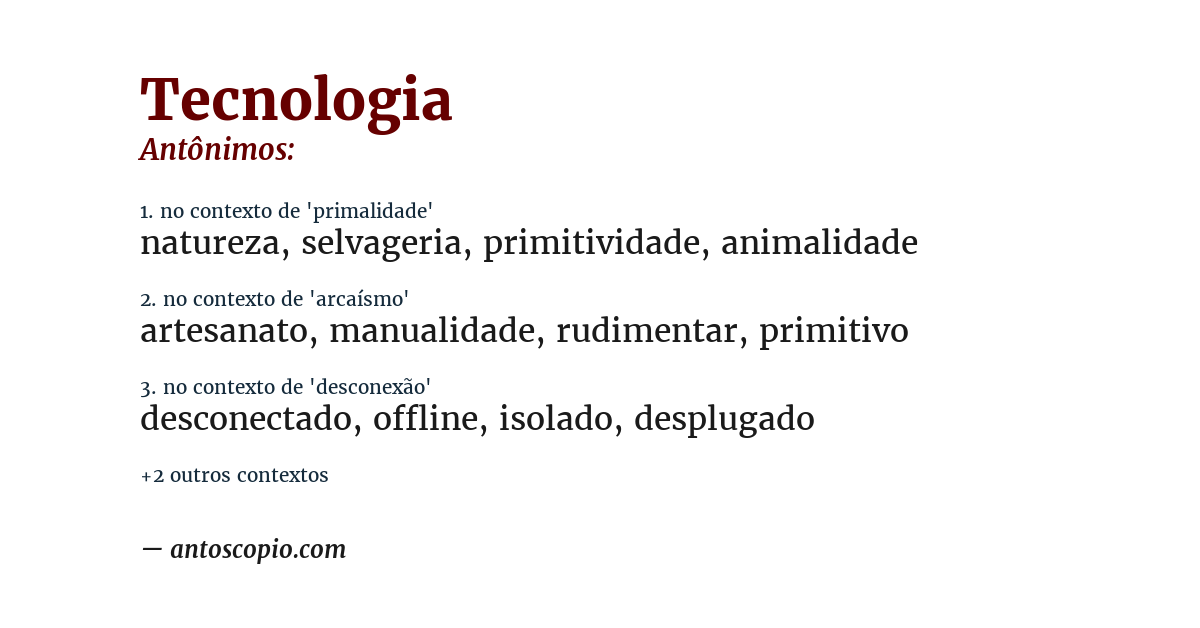 Antônimo de tecnologia