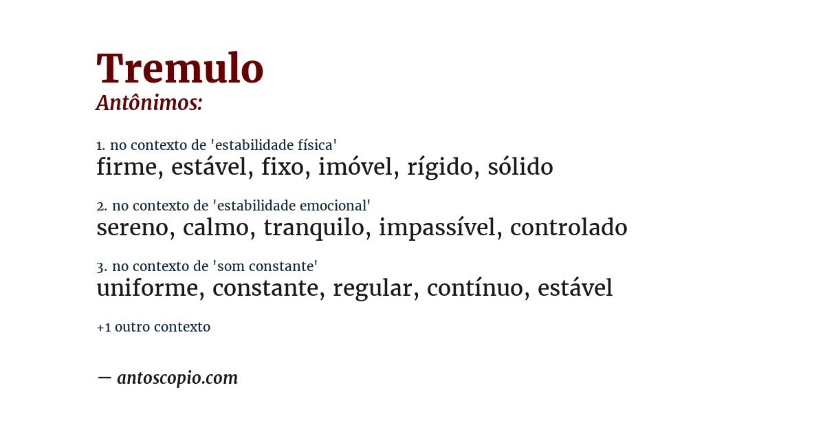 Antônimo de tremulo