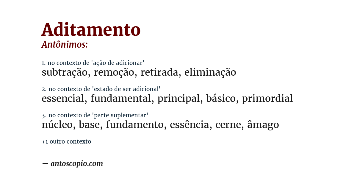 Antônimo de aditamento