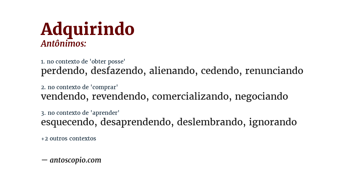 Antônimo de adquirindo