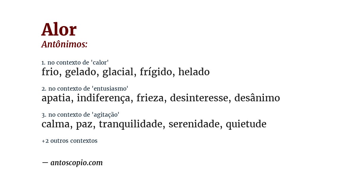 Antônimo de alor