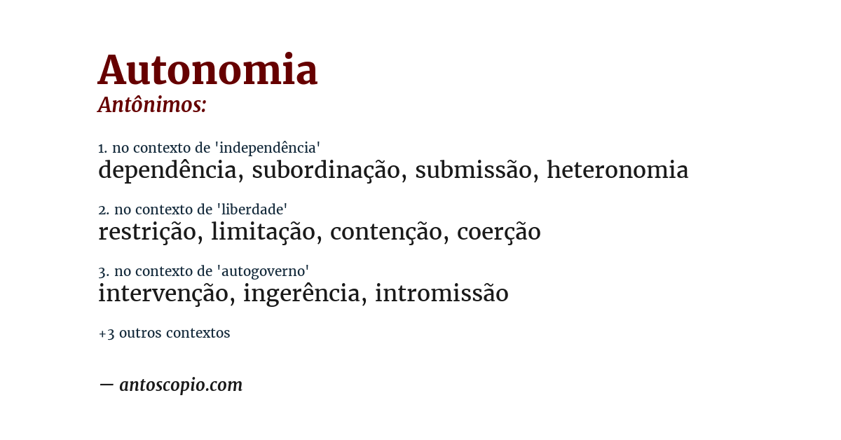 Antônimo de autonomia