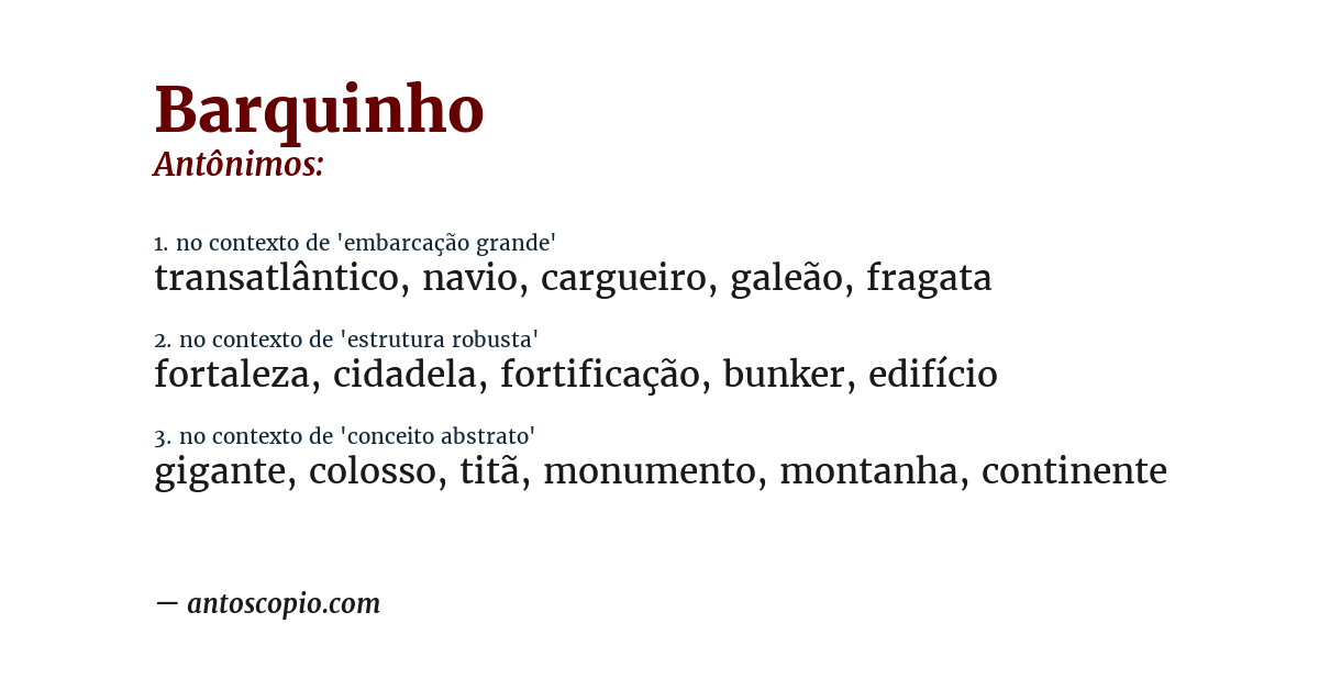 Antônimo de barquinho